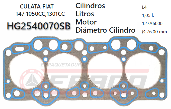 JUNTA DE CULATA FIAT 147 1050/1300