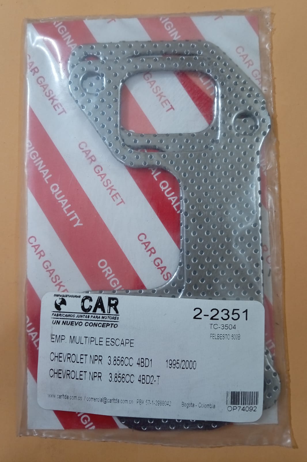 Junta de ESCAPE. ISUZU/ CHEVROLET NPR 4BD1 3.9 95/UP (X2)