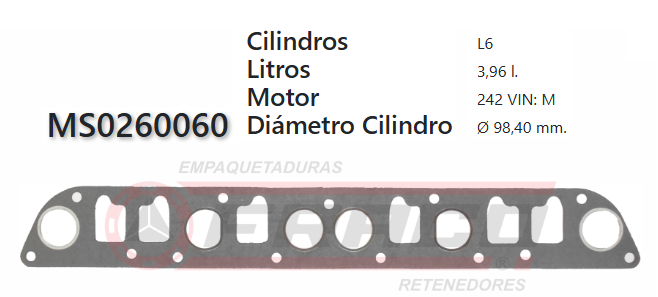 JUNTA DE ADM Y ESCAPE AMC-JEEP 242 4000CC 87/90 CHEROKEE/COMANCHE