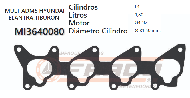 JUNTA DE ADMISION HYUNDAI ELANTRA, TUCSON G4GF/CF/DM 2.0 00/UP