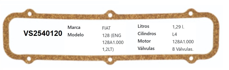 JUNTA DE T/VALVULA FIAT 128 PREMIO,CARERA 1.3 71/81 128AL