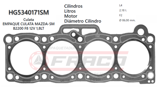 JUNTA DE CULATA MAZDA B2200, F8, 1.8L, 83-92