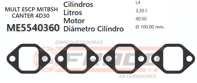 JUNTA DE ESCAPE. MITSUBISHI CANTER 4D30/1/2/3. (4 und)