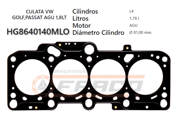JUNTA DE CULATA VOLKSWAGEN POINTER 1.8 95/UP / SKODA OCTAVIA  AGU 1.8L 96/UP