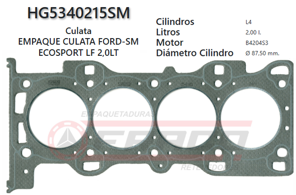 JUNTA DE CULATA MAZDA 3/6, LF, FORD ESCAPE (138)  2.3L 01/08 2.0MM