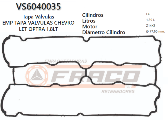 T/VALVULA CHEVROLET OPEL CORSA, Z14XE ECOTEC, 1.4L, 02/04
