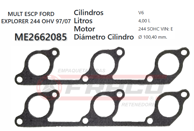 JUNTA DE ESCAPE. FORD EXPLORER 244 4.0 97/04 (par)