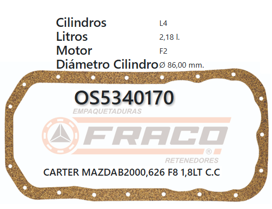 JUNTA DE CRANK MAZDA CAPELLA PICKUP F8 83/UP (CORCHO)