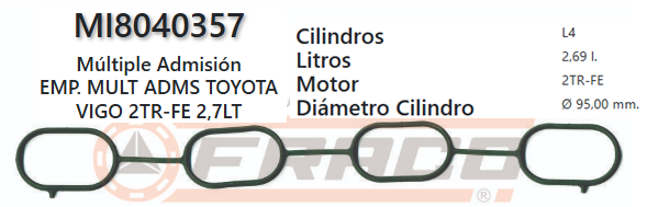 JUNTA DE ADMISION TOYOTA TACOMA / PRADO / FORTUNER 2TR-FE 2.7L 95/UP