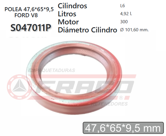 JUNTA DE RETENEDORA FORD 3.8/ 4.2/289/302/ 5.8/