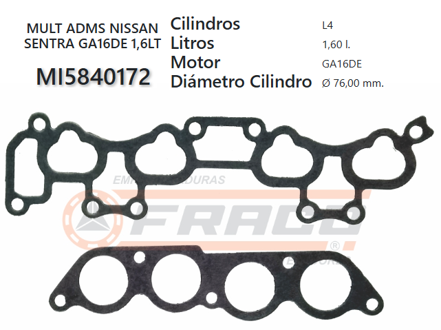 JUNTA DE ADMISION NISSAN SENTRA GA14/GA16DS 90/UP.16VAL (set)