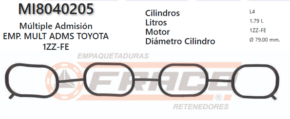 JUNTA DE ADMISION TOYOTA MATRIX, COROLLA, 1/3/4ZZ - 1.6/1.8L 00/09