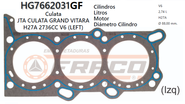 JUNTA DE CULATA SUZUKI GRAND VITARA XL-7 H27A 2.7L 01/UP (IZQ)