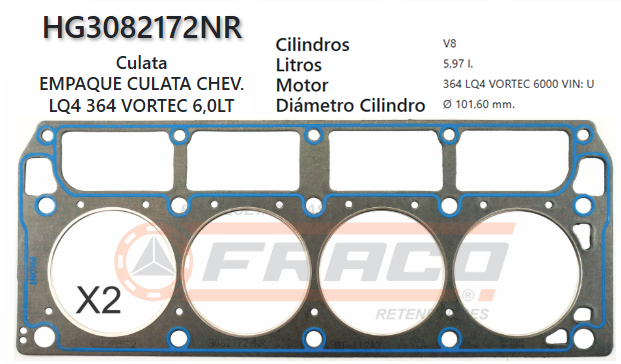 JUNTA DE CULATA CHEVROLET SCALADE, SILVERADO 364 6.0L 01/11