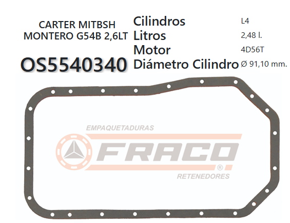 JUNTA DE CRANK MITSUBISHI GALANT 4D56/G52B/G54B 77/UP 8VAL