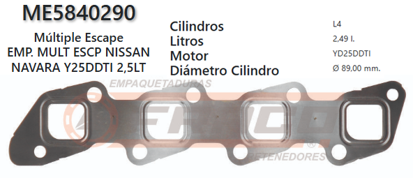 JUNTA DE ESCAPE. NISSAN FRONTIER/ NAVARA YD25 2.5 01/UP