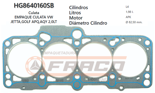 JUNTA DE CULATA VOLKSWAGEN BORA/GOLF/JETTA APk/AQY/AEG/AVH/AZG 2.0L 98/14