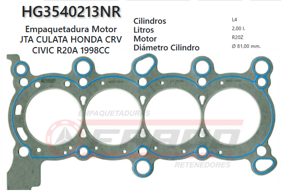 JUNTA DE CULATA HONDA CIVIC, ACCORD, CRV R16A/18A/20A 1.6/1.8 06/09