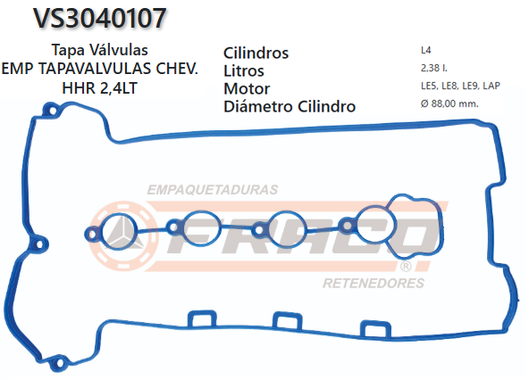 JUNTA DE T/VALVULA CHEVROLET HHR, MALIBU A24XE 2.4L 10/12