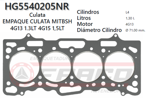 JUNTA DE CULATA MITSUBISHI LANCER / COLT 4G13, 4G15, 4G1E 95/UP