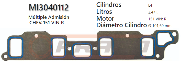 JUNTA DE ADMISION CHEVROLET ASTRO LUMINA 151 VIN R 2.5 85/86