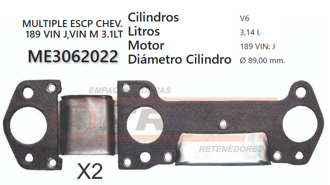 JUNTA DE ESCAPE. CHEVROLET MALIBU 189/190 3.1/3.4 93/04 (X2)