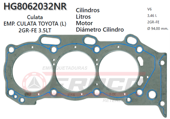 JUNTA DE CULATA TOYOTA AVALON/ CAMRY/ SIENNA 2GR-FE 05/07(L)
