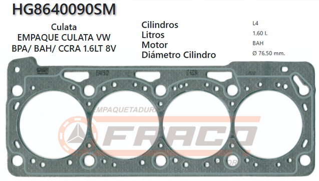 JUNTA DE CULATA WOLKSWAGEN CROSS FOX, POLO, EA111 / BAH, 1.6L, 03/09