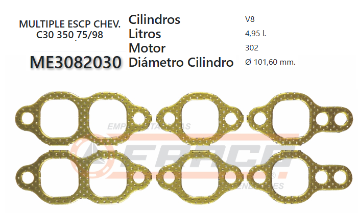 JUNTA DE ESCAPE. CHEVROLET 262/265/283/305/350 (SET)