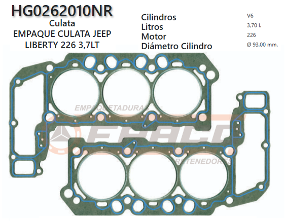 JUNTA DE CULATA AMC JEEP LIBERTY / GRAND CHEROKEE 3.7L (226) 02/07