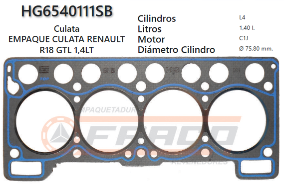 JUNTA DE CULATA RENAULT R-18 1.4 847 80/97