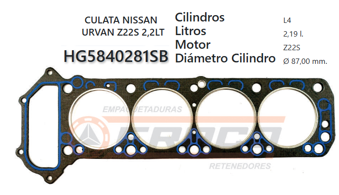 JUNTA DE CULATA NISSAN URVAN Z22S 83/UP