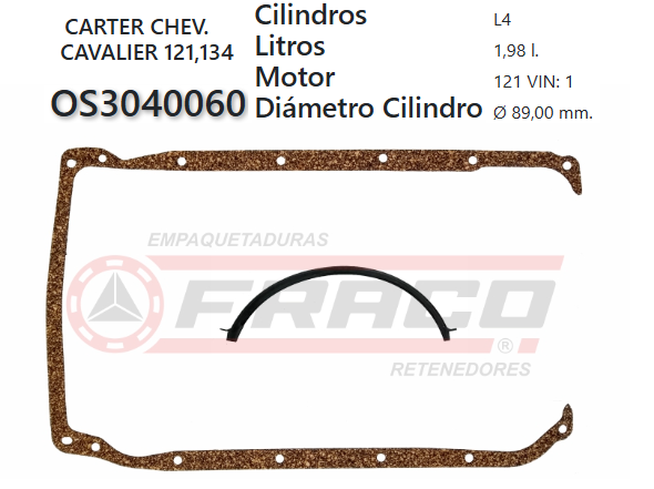 JUNTA DE CRANK CHEVROLET CAVALIER 121/134 90/97