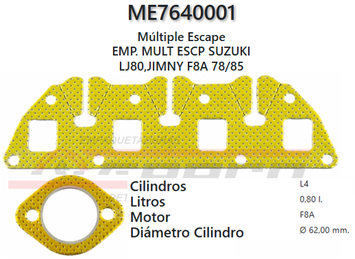 JUNTA DE ESCAPE. SUZUKI SUPER CARRY, CHANA, 1.0L, F10A 81UP