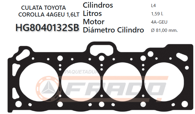 JUNTA DE CULATA TOYOTA COROLLA 4A-GE/GELC 84/89