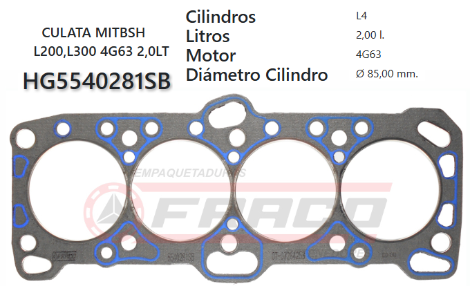 JUNTA DE CULATA MITSUBISHI L200/300 PICKUP 4G63 2.0 81/93