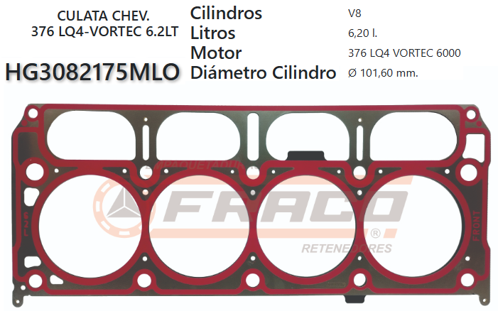 JUNTA DE CULATA CHEVROLET  SILVERADO 1500, CADILLAC ESCALADE 376 6.2L 14/20