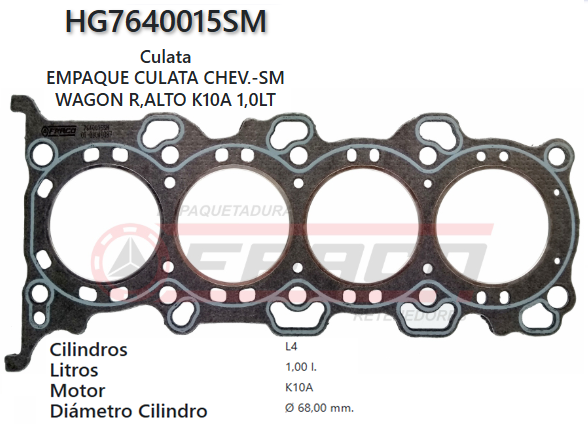 JUNTA DE CULATA SUZUKI / CHEVROLET ALTO K10A 99 UP 1000CC