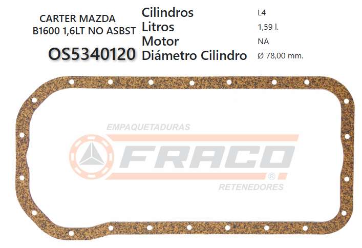 JUNTA DE CRANK MAZDA B-1600 NA 72/84