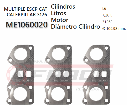 JUNTA DE ESCAPE. CATERPILLAR 3126-3TR,GMS,9ZR,322C,938G,1ZJ (X3)