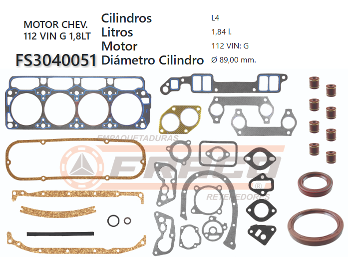 Junta de JUEGO JUNTAS CHEVROLET 112 OHV 1800CC 82UP - CAVALIER