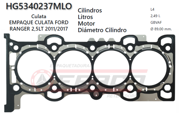 JUNTA DE CULATA FORD ESCAPE, RANGER, FUSION GBVAF 2.5L 11/17