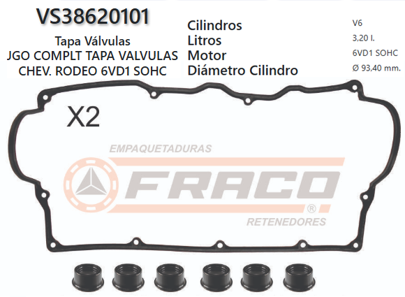 JUNTA DE T/VALVULA ISUZU TROOPER/SPORT 6VD1 DOHC 3.2L 92/97 (2und) SET