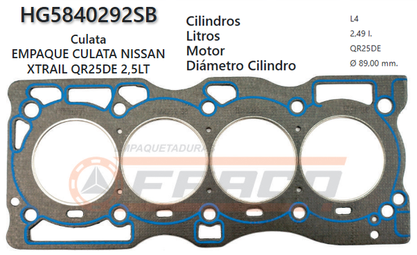JUNTA DE CULATA NISSAN FRONTIER, ROUGE QR25DE 2.5L 16V 03/UP
