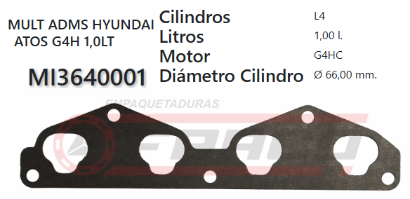 JUNTA DE ADMISION HYUNDAI ATOS 98/UP, I10 07/UP, KIA PICANTO 04/UP