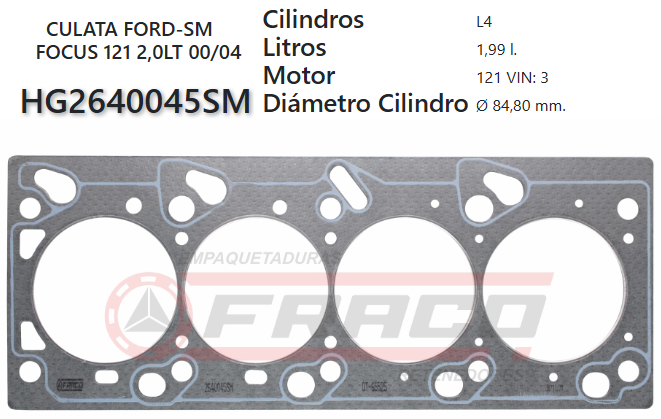 JUNTA DE CULATA FORD FOCUS 121 ZETEC-E 2.0L 00/04