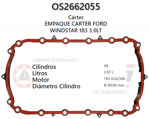 JUNTA DE CRANK FORD WINDSTAR, RANGER 183, 3.0L, 90/95