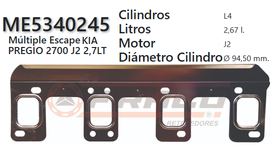 JUNTA DE ESCAPE. KIA PREGIO J2-JTA 2.7 98/UP
