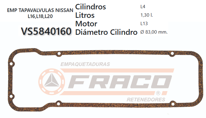 JUNTA DE T/VALVULA NISSAN BLUEBIRD  L18/L20B 70/81