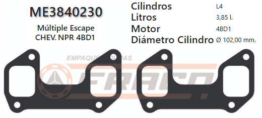 JUNTA DE ESCAPE. ISUZU/ CHEVROLET NPR 4BD1 3.9 95/UP (X2)